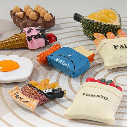 10pcs 3D Simulation Food Stickers for Fridge Fun Food Toy Magnets Decorative Set