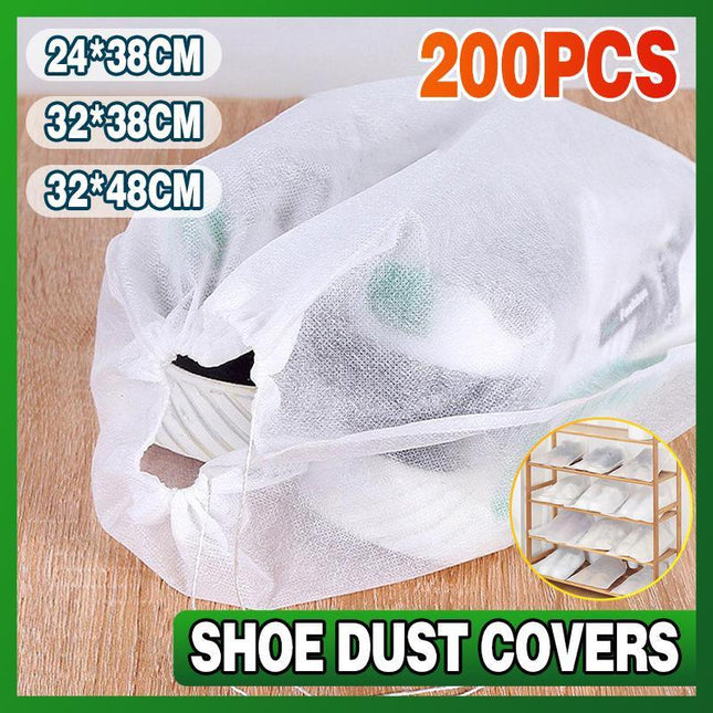 200X Protect Drawstring Clear Storage Bag Shoe Dust Covers Non-Woven Shoe Bags - Aimall