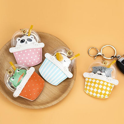 Cartoon Cute Keychain Milk Tea Cup Cute animal Milk Tea Key chain - Aimall