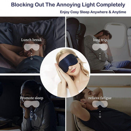 Pure Soft Silk EyeShade Blindfold Sleep Eye Mask Cover Light Shade Travel Relax - Aimall