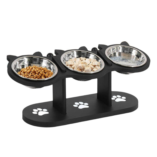 Adjustable 3pcs Pet Feeder Dog Food Bowl Rack Vertical Cat Feeding Station