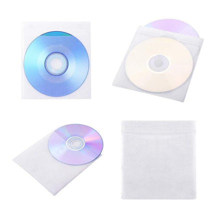 100X Premium White CD DVD Double Sided Plastic Sleeves Holds 2 discs Storage Bag
