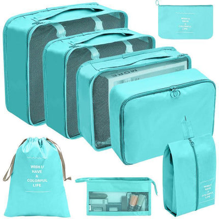 8PCS Packing Cubes Travel Pouches Luggage Organiser Clothes Suitcase Storage Bag - Aimall