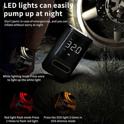 Portable Mini Car Air Pump USB Wireless Rechargeable Tire Inflator withLED Light