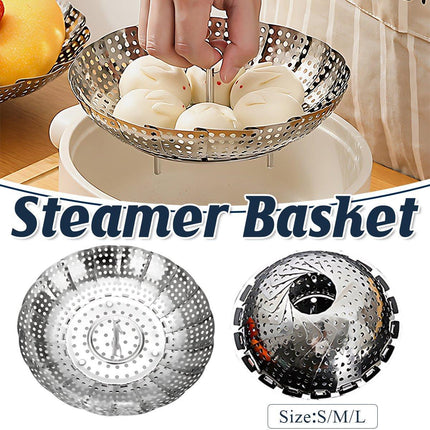 Stainless Steel Steamer Tray Kitchen Drain Basket Fruit Rack for Buns Cooking