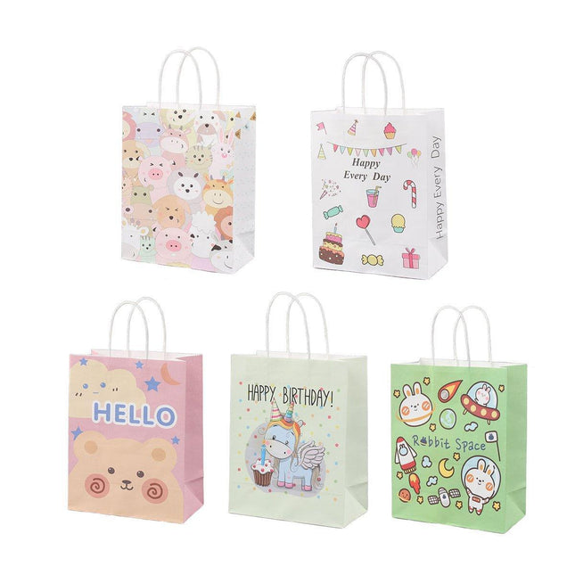 50PCS Colourful Kraft Paper Gift Bags Reusable Party Favor Bags for School Events
