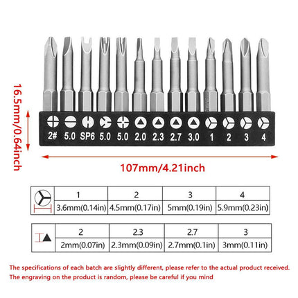 13pcs Screwdriver Bits Set Special Shaped Head Household Tools Repair Kit Set