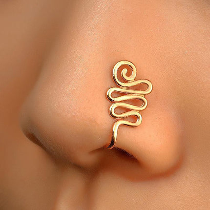 Ladies Fashion Clip-On Fake Nose Ring Cuff Non-Piercing African Style Nose Cuff - Aimall