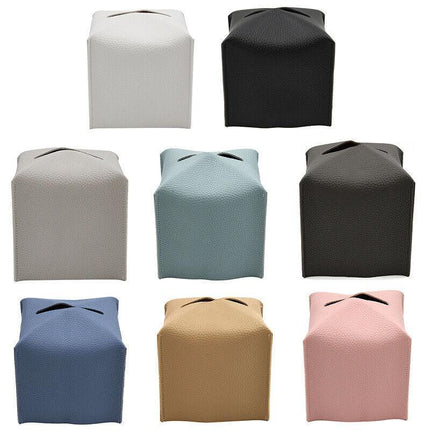 Elegant PU Leather Tissue Box Cover Holder in Various Colors