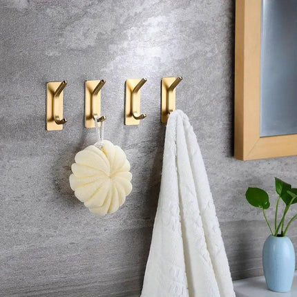 4pcs Stainless Steel Adhesive Hook Towel Hook Bathroom Kitchen Door Coat Hook