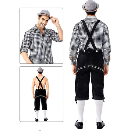 Oktoberfest Mens Lederhosen Costume Bavarian German Beer Embroidered Outfit - Aimall