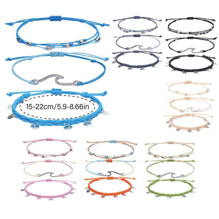 Boho Chic Woven Bracelet Anklet Adjustable Three Piece Beach Ornament