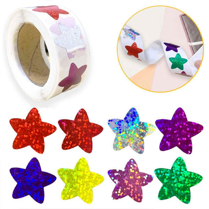 10PCS Self-Adhesive Star Heart Stickers 500/Roll Reward Chart Decoration Labels