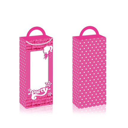 Barbie Red Pink Plaid Window Opening Gift Candy Box