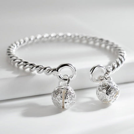 Bangle Bowknot Bells Bracelet Korean Opening Wrist Chain Women Silver Bracelet - Aimall