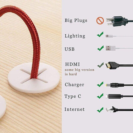 10 PCS 20mm Desk Cord Grommet, Flexible Silicone Cable Hole Cover Round Gasket - Aimall