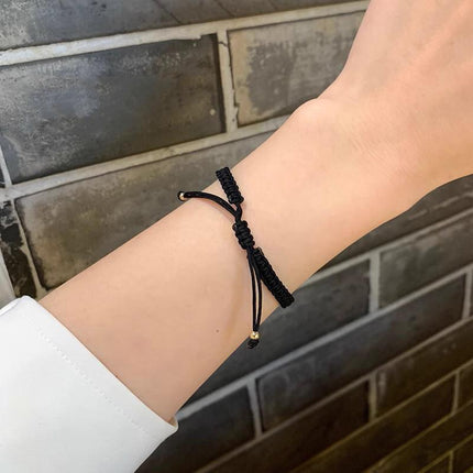 Crystal Peach Blossom Braided Rope Lucky Beads Bracelet Couples Women Men Gift - Aimall