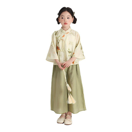 Summer New Chinese Style Suit for Girls Traditional Outfit High-Quality