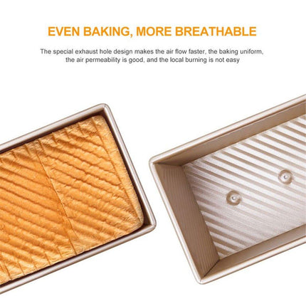 Golden Toast Bread Box with Lid Non Stick Baking Mould for Oven Kitchen Tools