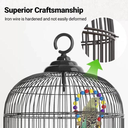 Round Bird Cage Metal Cage Large Pet Birdcage Indoor Outdoor Parrot