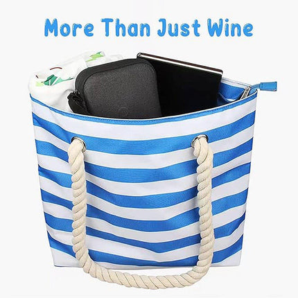 Wine Bag Picnic Tote Striped Outdoor Beach Camping Storage Bag Portable Travel