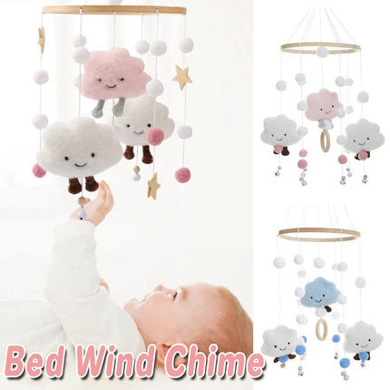 Felt Ball Cloud Mobile Hanging Bed Bell Wind Chime for Nursery or Room Decor