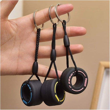 Creative PVC Soft Rubber Tire Keychain Car Key Pendant Schoolbag Accessories
