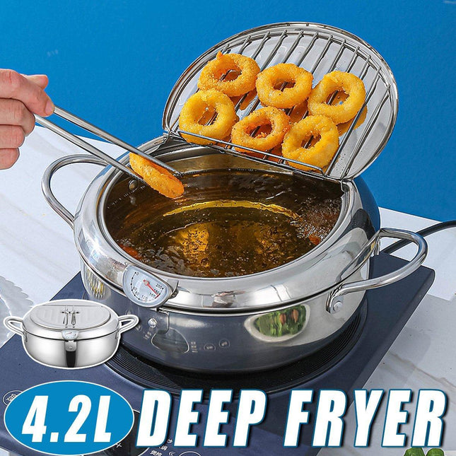 304 Stainless Steel Japanese Tempura Household Oil Saving Frying Fryer Nonstick