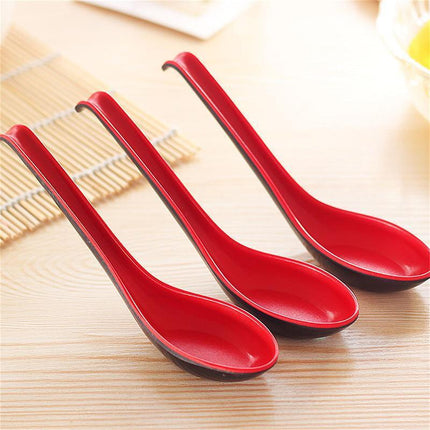 10PCS Soup Ramen Spoons Asian Chinese Japanese Utensils Long HandleHook Flatware - Aimall