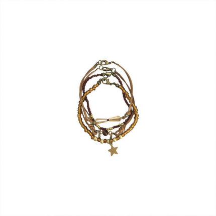 Coffee Coloured Vintage Braided Rope Beaded Bracelet Ethnic Style Jewelry