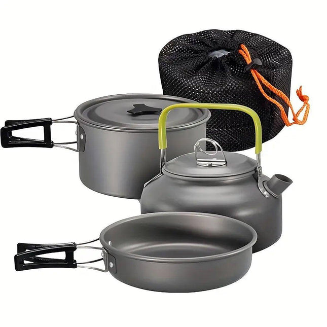 Lightweight Camping Cookware Set Outdoor Cooking Gear 3 Piece Travel Cook Set