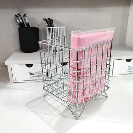 Large Wrought Iron Storage Basket Desktop Organizer Box for Dormitory Cosmetics