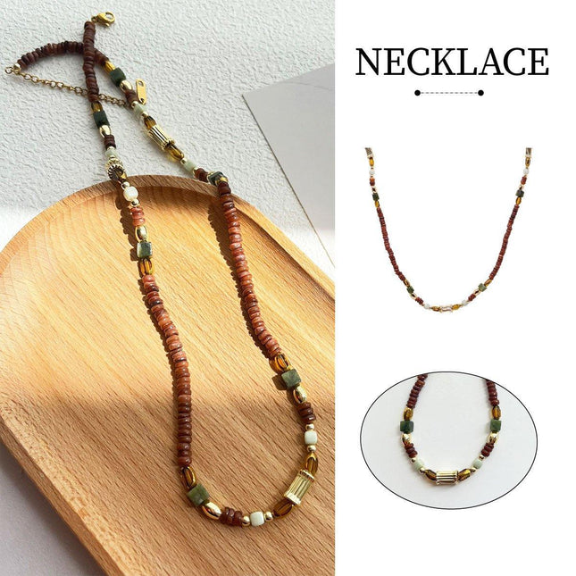 Natural Stone Beads Necklace Women Elegant Handmade Jewelry Fashion Accessory