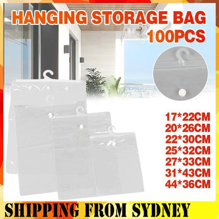 Hanging Storage Bag Large Hook Clear Bag Hanging 100PCS 17CM x 22CM - Aimall