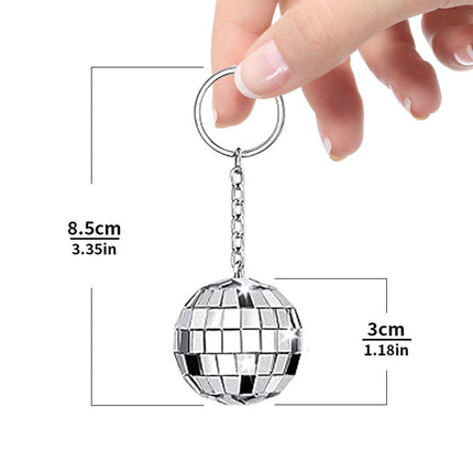 12PCS Disco Laser Ball Pendant Small Silver Bag Pendant Keychain Party Favors