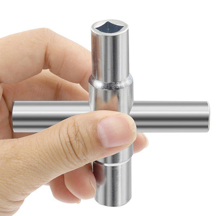 4 in 1 Silver Cross Faucet Wrench Household Bathroom Tool Multipurpose Wrench