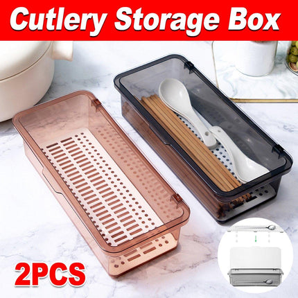 2PCS Chopsticks Box with Lid Dustproof Storage Container for Tea Set Cosmetic