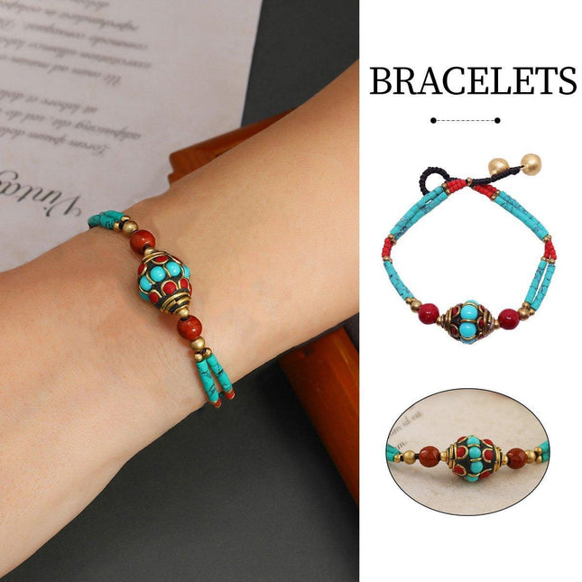 Ethnic Style Handmade Bracelet Color Stone Sky Bead Fashion Round Bead Bracelet