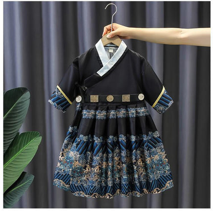 Navy Hanfu Boys Girl Traditional Chinese Dress Clothes Ancient Children's Performance - Aimall