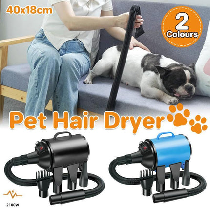 Pet Hair Dryer Dog Cat Grooming Blow Speed Hairdryer Blower Heater 2100W - Aimall