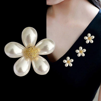 Imitation Pearl Flower Brooch Fashion Corsage Pin Jewelry Accessory Women