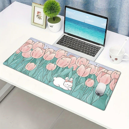 Flower Mouse Pad Oversized Keyboard Desk Pad for Office and Study Work Area