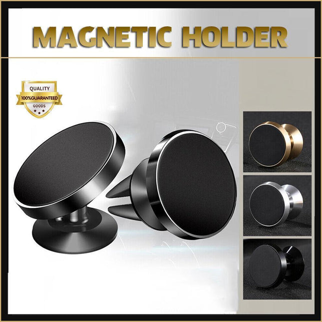 360 Degree Rotating Cell Phone Holder Car Magnetic Mount Air Vent Gold Clip On - Aimall