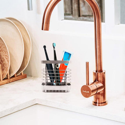 Stainless Steel Household Toothbrush Holder Draining Storage Shelf for Bathroom