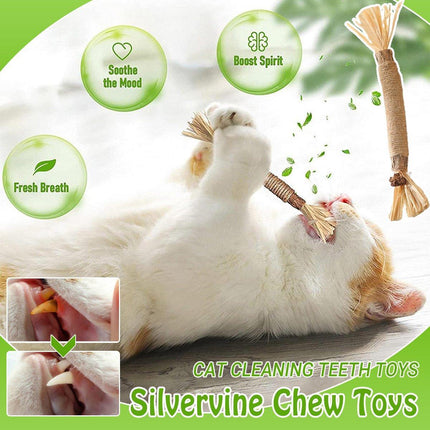 Cat Toys Silvervine Chew Stick Kitten Treat Catnip Toy Grinding Tooth Cleaning - Aimall