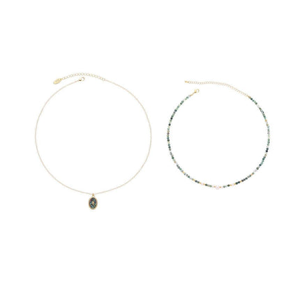 Retro Fashion Style Natural Stone Design Necklace for Women Vintage Jewelry