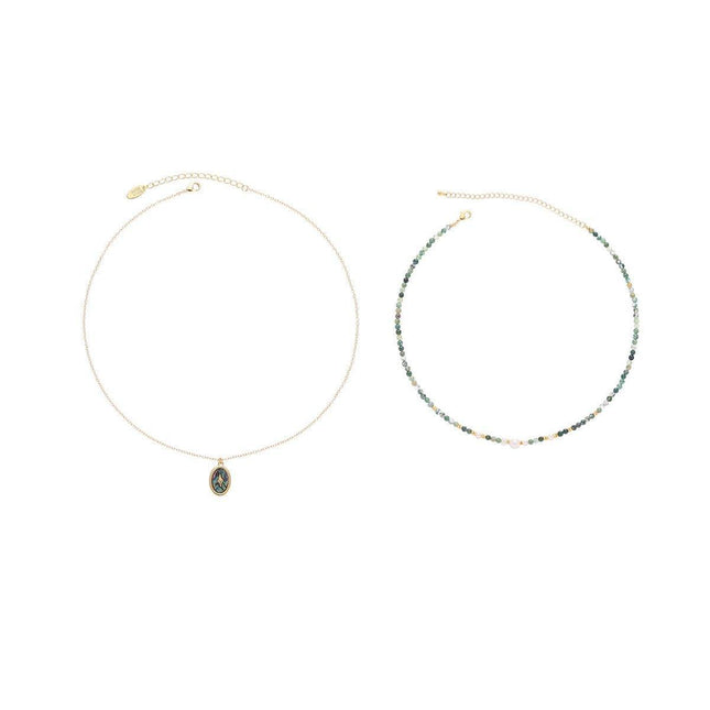 Retro Fashion Style Natural Stone Design Necklace for Women Vintage Jewelry