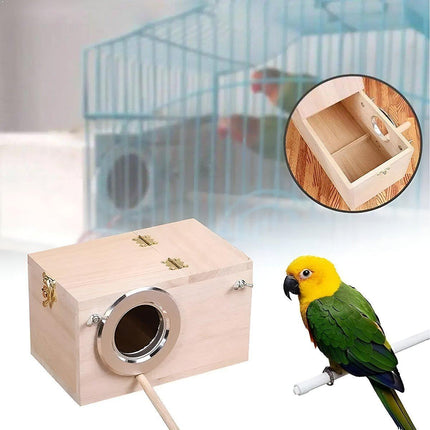 Wooden Nest Bird Breeding Box Parakeet Parrot Cockatiel Cage Nesting House S M L - Aimall