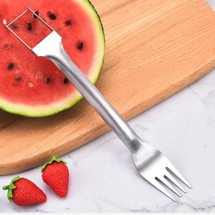 Multifunctional Watermelon Fork Slicer Cutter Stainless Steel Fruit Fork Tools - Aimall