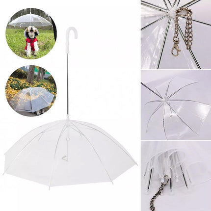 Pet Dog Transparent Umbrella 30 inch Diameter With Dog Leash For Rain Walking Outdoor